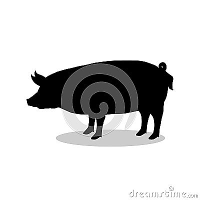 Pig farm mammal black silhouette animal Vector Illustration