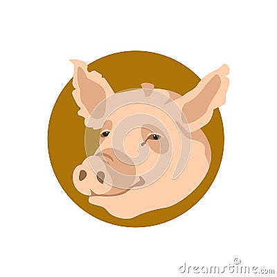 Pig head vector illustration Flat Vector Illustration