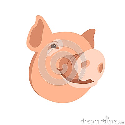 Pig head vector illustration Flat Vector Illustration