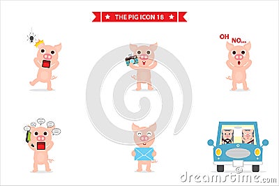 Pig icon character Vector Illustration