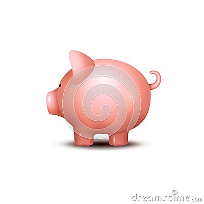 Pig money box. Piggy money save bank icon. Pig toy for coins saving box concept. Wealth deposit Vector Illustration