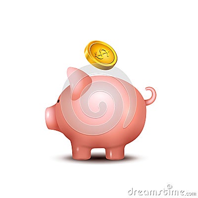 Pig money box. Piggy money save bank icon. Pig toy for coins saving box concept. Wealth deposit Vector Illustration