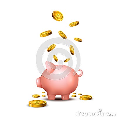 Pig money box. Piggy money save bank icon. Pig toy for coins saving box concept. Wealth deposit Vector Illustration