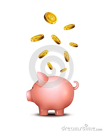 Pig money box. Piggy money save bank icon. Pig toy for coins saving box concept. Wealth deposit Vector Illustration