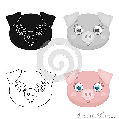 Pig muzzle icon in cartoon style isolated on white background. Animal muzzle symbol stock vector illustration. Vector Illustration