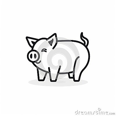 Strong Linear Pig Cartoon Icon For Your Project Stock Photo