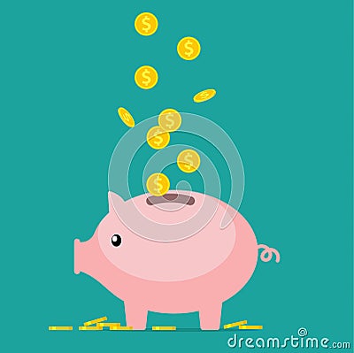 Pig piggy bank Vector Illustration