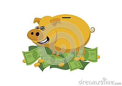 Golden rich pig vector Vector Illustration