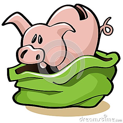 Pig In A Poke Vector Illustration