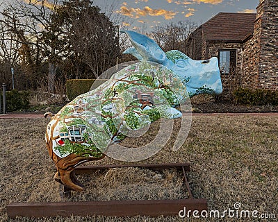 Pig sculpture outside the Clinton House Museum in Fayetteville, Arkansas. Editorial Stock Photo