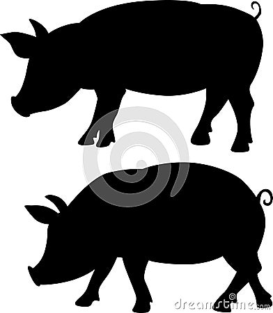 Pig silhouette - black vector illustration Vector Illustration