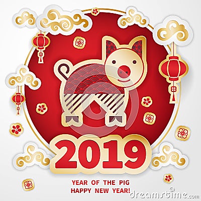 2019 Year of the PIG Vector Illustration