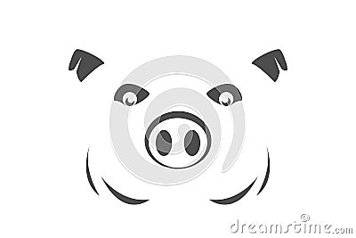 Pig symbol on white background Stock Photo
