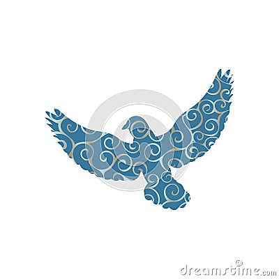 Pigeon bird color silhouette animal Vector Illustration