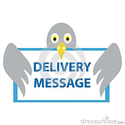 Pigeon with card delivery message Vector Illustration