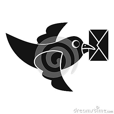 Pigeon fly with mail icon, simple style Vector Illustration