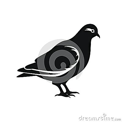 Pigeon Icon, Dove Silhouette, City Bird Symbol, Pigeon Icon on White Background Stock Photo