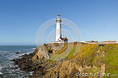 Pigeon Point Lighthouse on California Coast Stock Photo