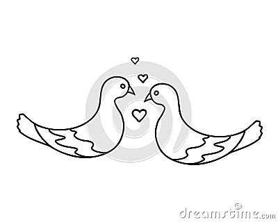 pigeons fall in love Vector Illustration