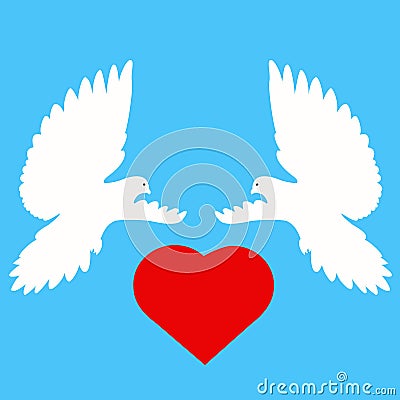 Pigeons. Wedding doves. Vector Illustration