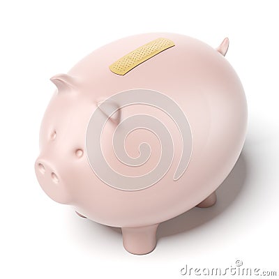 Piggy bank with adhesive plaster Stock Photo