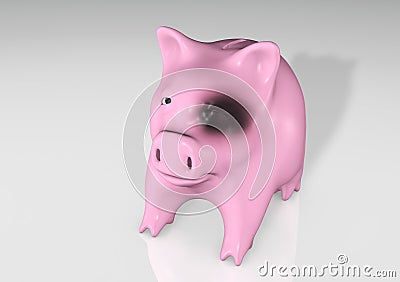 Piggy bank with a black eye Stock Photo