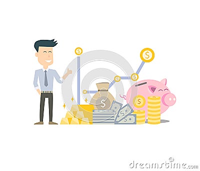 Saving money for the future and stability of life. Financial freedom start with savings. Stock Photo