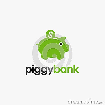 Piggy bank and coin logo vector, Piggy bank logo icon vector template Vector Illustration