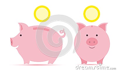 Piggy bank with coins. Vector Illustration