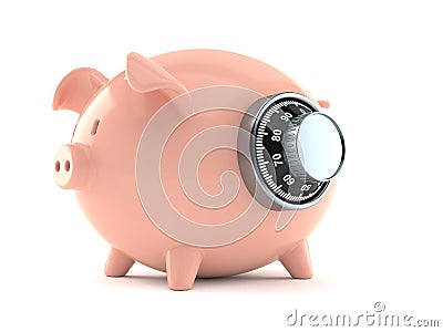 Piggy bank with combination lock Stock Photo