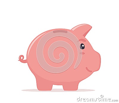 Piggy bank, cute icon. Money saving, economy, investment, banking or business services concept. Profit, income, earnings, budget, Vector Illustration