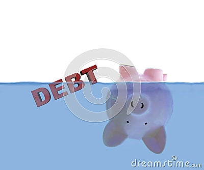 Piggy bank and debt Stock Photo