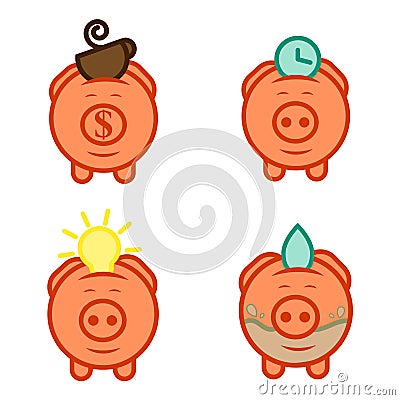 Piggy bank economize icon Stock Photo