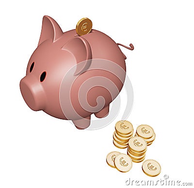 Piggy bank with Euro Stock Photo