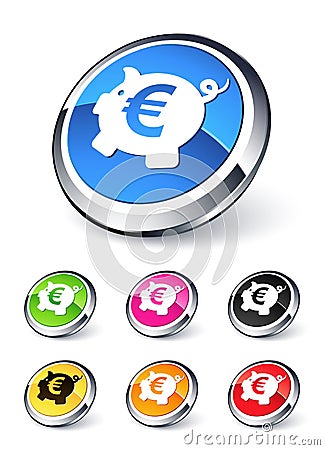 Piggy bank euro icon Vector Illustration