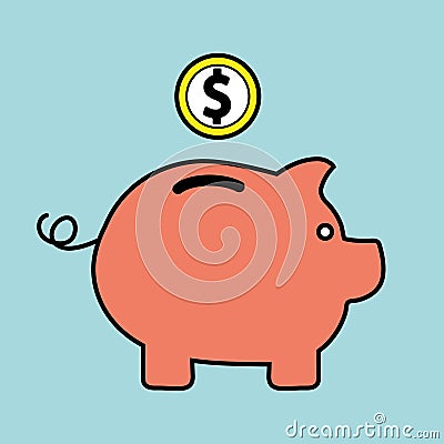 Piggy Bank. Fully scalable vector icon in outline style Stock Photo