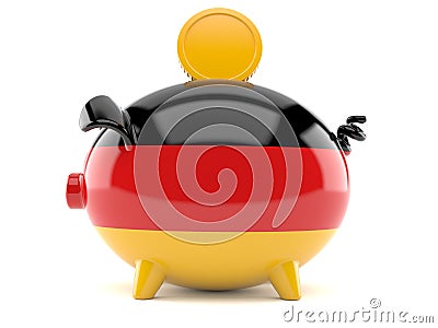 Piggy bank in german flag with coin Stock Photo