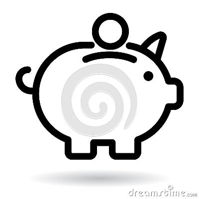 Piggy bank icon black Vector Illustration