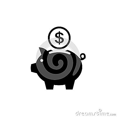 Piggy bank icon. Pictograph of moneybox Flat style Vector Illustration