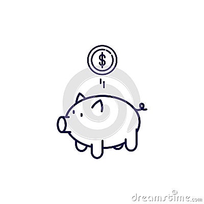 Piggy bank icon vector. Outline style moneybox. Vector Illustration