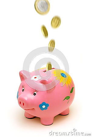 Piggy Bank and Money Stock Photo