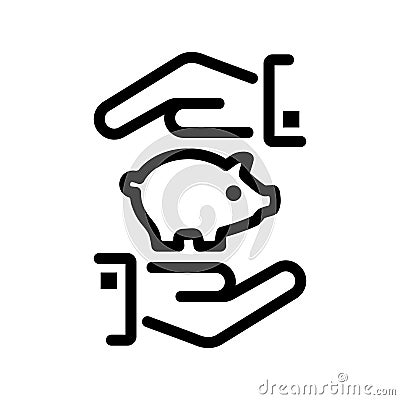 Piggy bank protection. Businessman holds a piggy bank with money in hand Vector Illustration