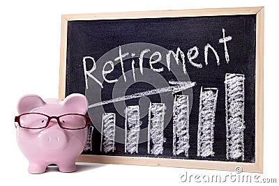 Piggy Bank with retirement savings chart, growth plan concept Stock Photo