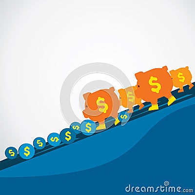 Piggy bank run for save the coin Vector Illustration