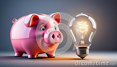 Piggy bank with savings deposits for a start-up idea Stock Photo