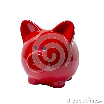Piggy bank. Small red piggy bank on white background. Subject for project and design Stock Photo