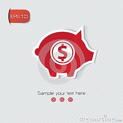 Piggy Bank symbol,red Stock Photo