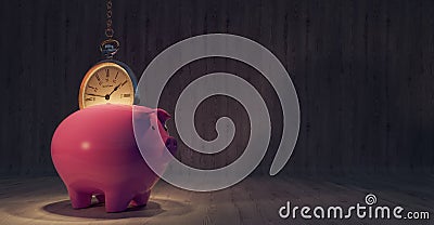 Piggy bank with time saving concept Stock Photo