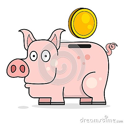 Piggy Bank Vector Illustration. Cartoon Vector Illustration. Vector Isolated. Cartoon Animal. Money Vector Illustration