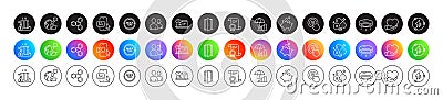 Piggy bank, Volunteer and Inflation line icons. For web app, printing. Round icon buttons. Vector Vector Illustration